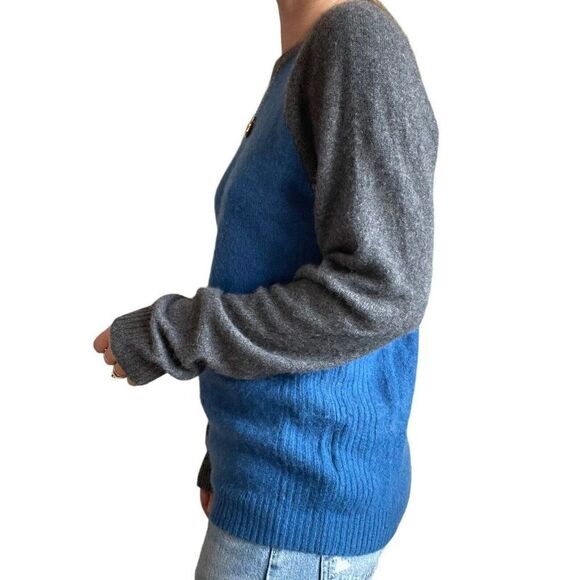 Old Navy Mens 100% Cashmere Soft Blue Gray Crewneck Winter Sweater Sz L - Picture 2 of 6